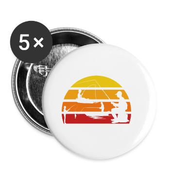 Pêche Pêche Pêcheur Petri Heil Carpe Pêche - Lot de 5 petits badges (25 mm) - blanc - Devant