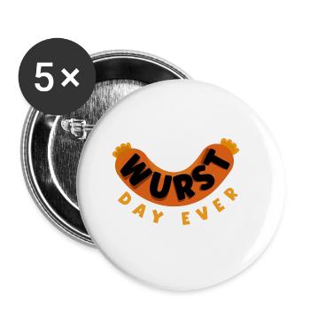 German Germany German Flag Wurst Day Ever Pun - Buttons klein 25 mm (5er Pack) - Weiß - Vorne