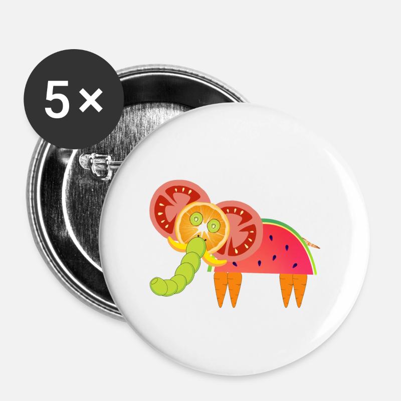 vegetarian elephant - Buttons small 1''/25 mm (5-pack) - white