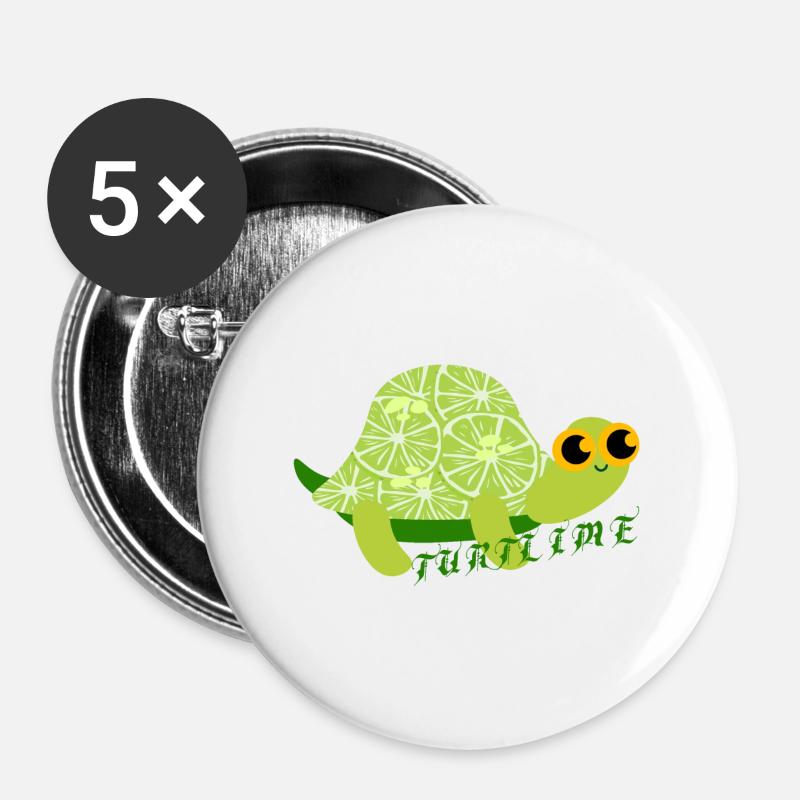 Lime turtle. - Buttons small 1''/25 mm (5-pack) - white