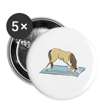 Yoga Pony - Chien à l’allure descendante - Lot de 5 petits badges (25 mm) - blanc - Devant