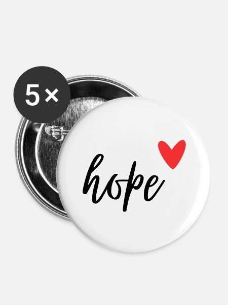 Liebe, Hoffnung - Buttons klein 25 mm (5er Pack) - Weiß