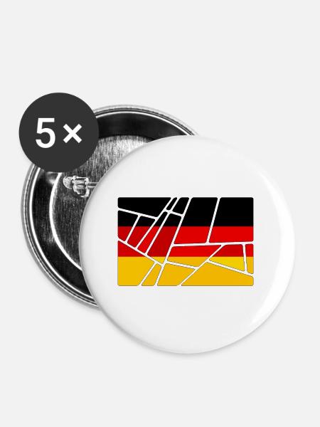 Deutschland - Buttons klein 25 mm (5er Pack) - Weiß