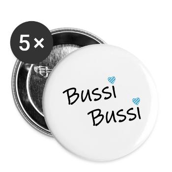 Bussi Bussi bayerisches Herzerl - Buttons klein 25 mm (5er Pack) - Weiß - Vorne