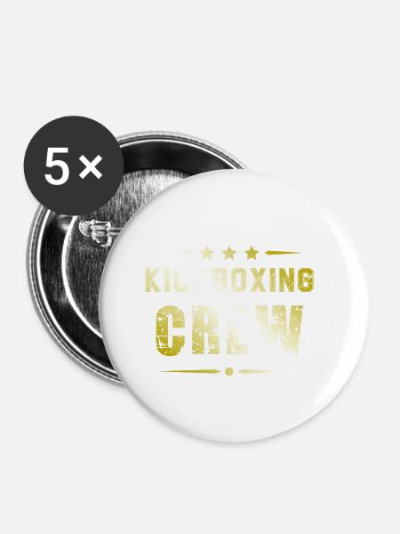 Kickboxing Crew - Buttons klein 25 mm (5er Pack) - Weiß