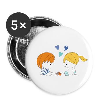 Loris & Mila rothaarig blond - Buttons klein 25 mm (5er Pack) - Weiß - Vorne