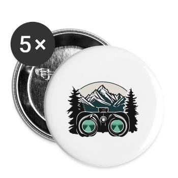 Fernglas / Beobachtung / Observation / Abenteuer - Buttons klein 25 mm (5er Pack) - Weiß - Vorne