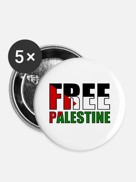 Free palestine - Buttons klein 25 mm (5er Pack) - Weiß