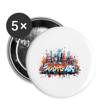 Urban Graffiti abstrakte Street Art Kleidung - Buttons klein 25 mm (5er Pack) - Weiß - Vorne
