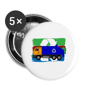 Garbage Truck Love Garbage Collection Child Boy I Gift - Buttons small 1''/25 mm (5-pack) - white - Front