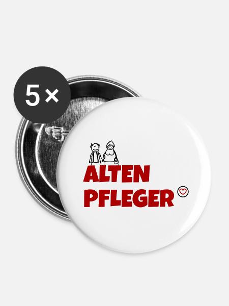 Altenpfleger - Buttons klein 25 mm (5er Pack) - Weiß
