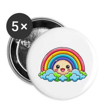 Süßer Regenbogen - Buttons klein 25 mm (5er Pack) - Weiß - Vorne