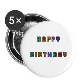 ALLES GUTE ZUM GEBURTSTAG - Buttons klein 25 mm (5er Pack) - Weiß - Vorne