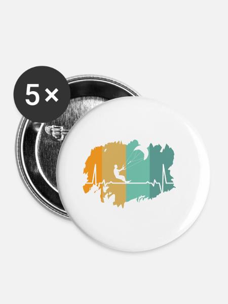 Kitesurfing - Buttons klein 25 mm (5er Pack) - Weiß