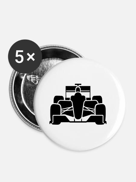 Rennwagen - Buttons klein 25 mm (5er Pack) - Weiß