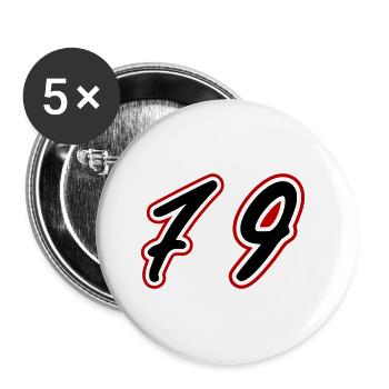 79 Zahl Symbol - Buttons klein 25 mm (5er Pack) - Weiß - Vorne