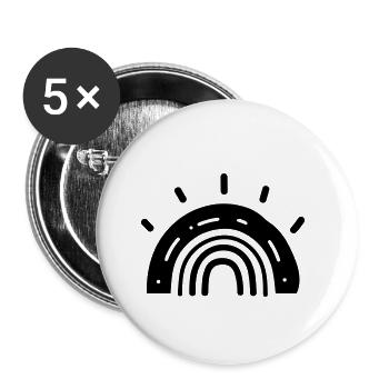 Arc en ciel - Lot de 5 petits badges (25 mm) - blanc - Devant