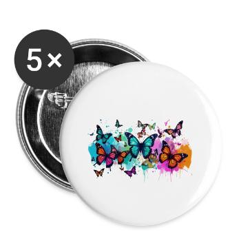 schmetterling,bunt,blumen,graffiti - Buttons klein 25 mm (5er Pack) - Weiß - Vorne