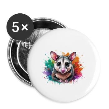 opossum,souris,graffiti,illustration,coloré - Lot de 5 petits badges (25 mm) - blanc - Devant