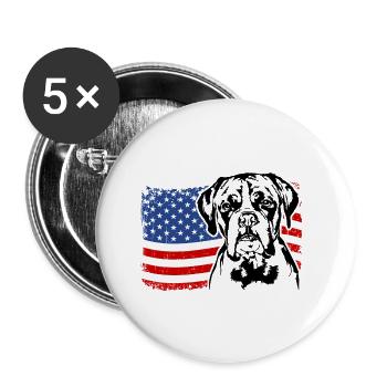 Boxer US Amérique Drapeau Chiens Chien Wilsigns - Lot de 5 petits badges (25 mm) - blanc - Devant