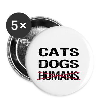 CHATS CHIENS - Lot de 5 petits badges (25 mm) - blanc - Devant
