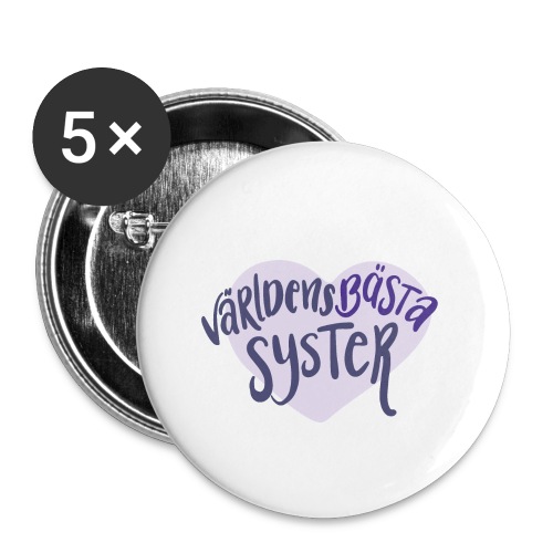 Världens bästa Syster - Små knappar 25 mm (5-pack)
