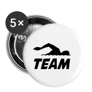 équipe de natation - Lot de 5 petits badges (25 mm) - blanc - Devant