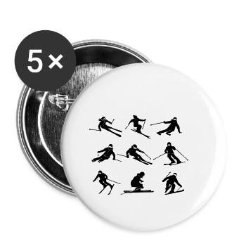 Sports d'hiver - collection de skieurs - Lot de 5 petits badges (25 mm) - blanc - Devant