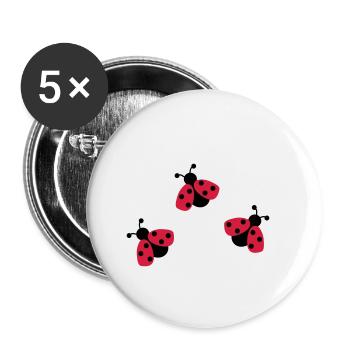 Coccinelle - Lot de 5 petits badges (25 mm) - blanc - Devant