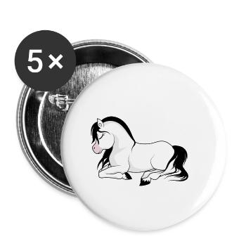 Lying pony - Buttons small 1''/25 mm (5-pack) - white - Front
