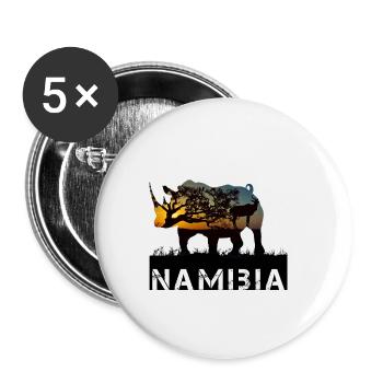 Namibia Rhinocéros - Lot de 5 petits badges (25 mm) - blanc - Devant