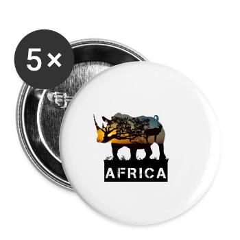 Afrique Rhinocéros - Lot de 5 petits badges (25 mm) - blanc - Devant