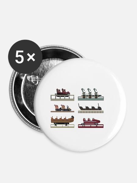 Achterbahn-Wagen - Buttons klein 25 mm (5er Pack) - Weiß