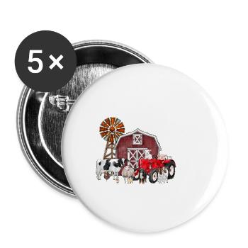Animaux de ferme - Lot de 5 petits badges (25 mm) - blanc - Devant