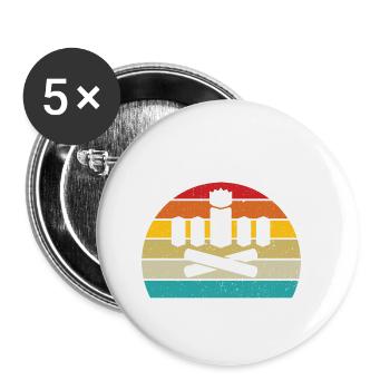 Kubb retro sunset kubb yard game player - Buttons small 1''/25 mm (5-pack) - white - Front