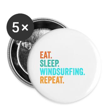 Planche à voile surf surfer cadeau - Lot de 5 petits badges (25 mm) - blanc - Devant