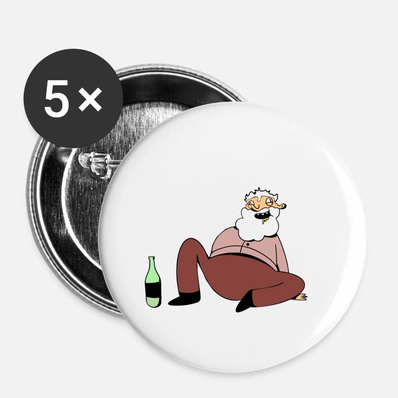 Drôle d’alcool - Lot de 5 petits badges (25 mm) - blanc