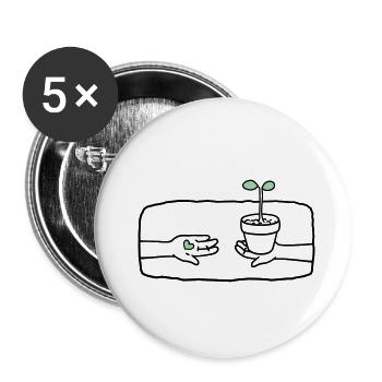 Herz Pflanze Garten wachsen - Buttons klein 25 mm (5er Pack) - Weiß - Vorne