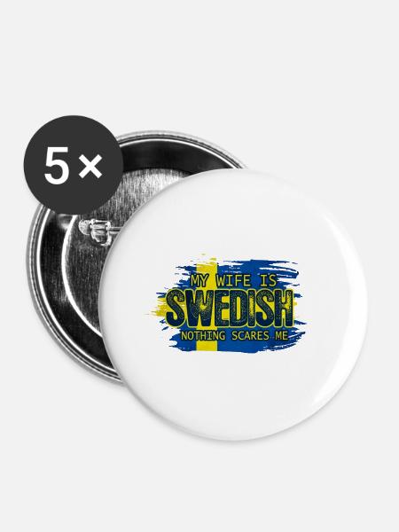 Schweden Ehemann Schwedisch - Buttons klein 25 mm (5er Pack) - Weiß