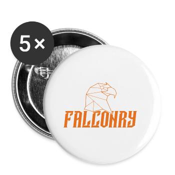 Pub Chasse Dicton Fauconnerie - Lot de 5 petits badges (25 mm) - blanc - Devant