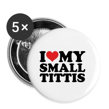 Kleine Brüste Titties Titten Busen Brust Satire - Buttons klein 25 mm (5er Pack) - Weiß - Vorne