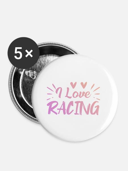 Ich liebe Rennen - Buttons klein 25 mm (5er Pack) - Weiß