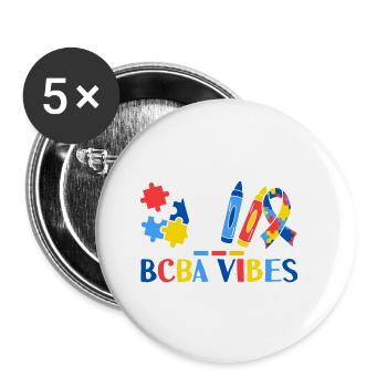BCBA Vibes Thérapie d’analyse comportementale appliquée - Lot de 5 petits badges (25 mm) - blanc - Devant