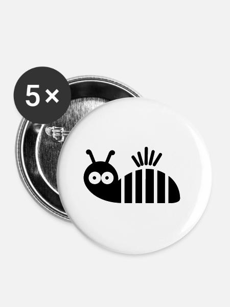 Raupe - Buttons klein 25 mm (5er Pack) - Weiß
