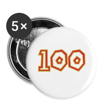 100. 100 JAHRE. 100-JÄHRIGES JUBILÄUM. GEBURTSTAG 100 - Buttons klein 25 mm (5er Pack) - Weiß - Vorne