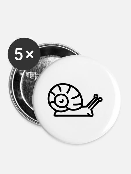 Schnecke - Buttons klein 25 mm (5er Pack) - Weiß