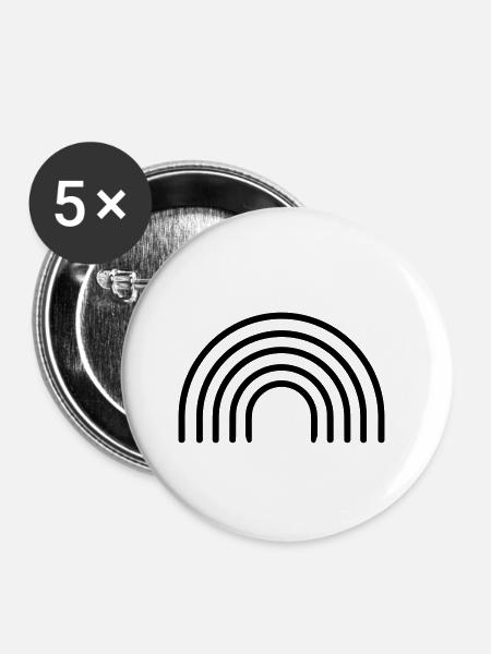 Regenbogen - Buttons klein 25 mm (5er Pack) - Weiß