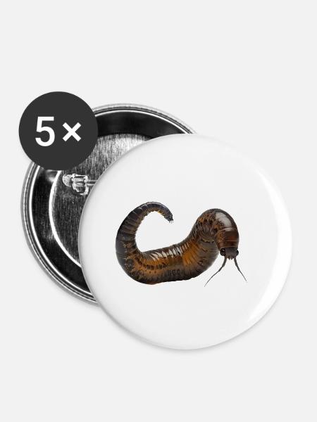 Wurm - Buttons klein 25 mm (5er Pack) - Weiß
