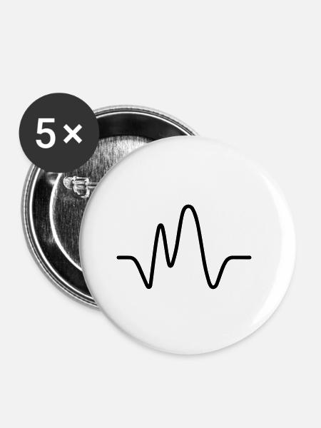 Herzschlag - Buttons klein 25 mm (5er Pack) - Weiß