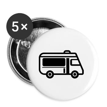 camping car - Lot de 5 petits badges (25 mm) - blanc - Devant
